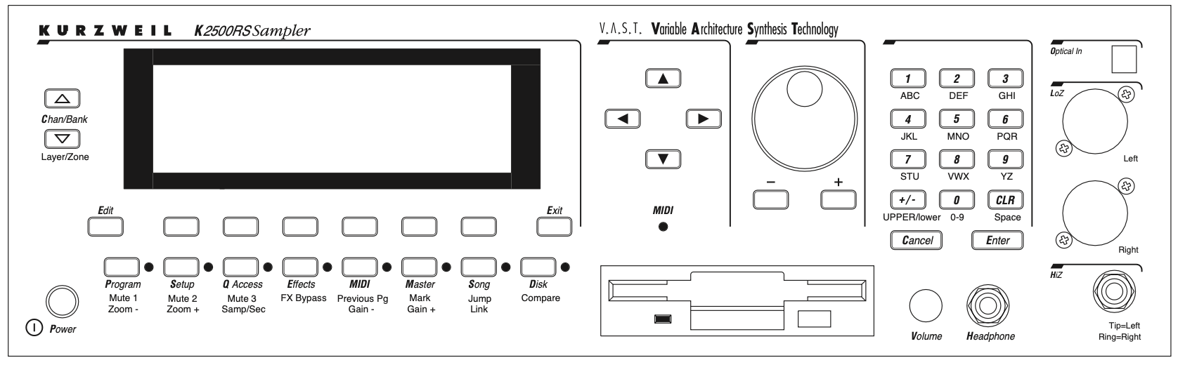 K2500RS front panel