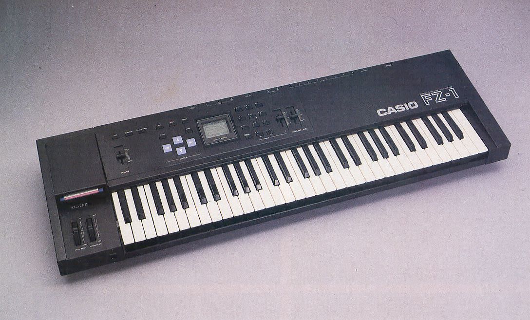 Photo of Casio FZ-1 keyboard from Music Technology magazine June 1987