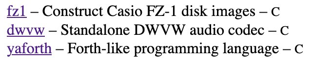 Screenshot of fragment of my software portfolio site