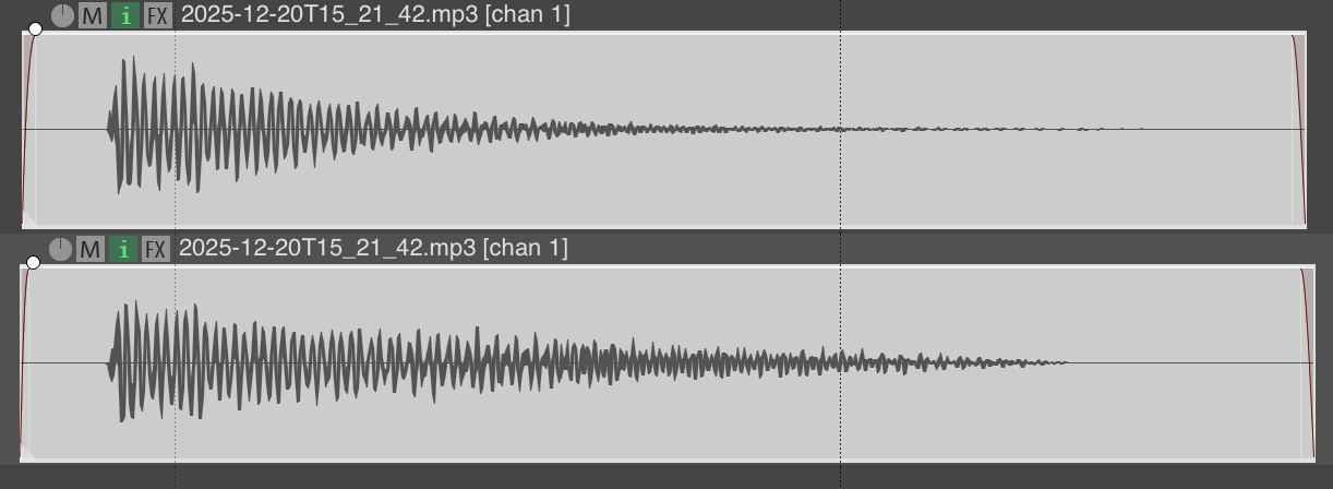 Recorded waveforms for the WRC01 timpani sound